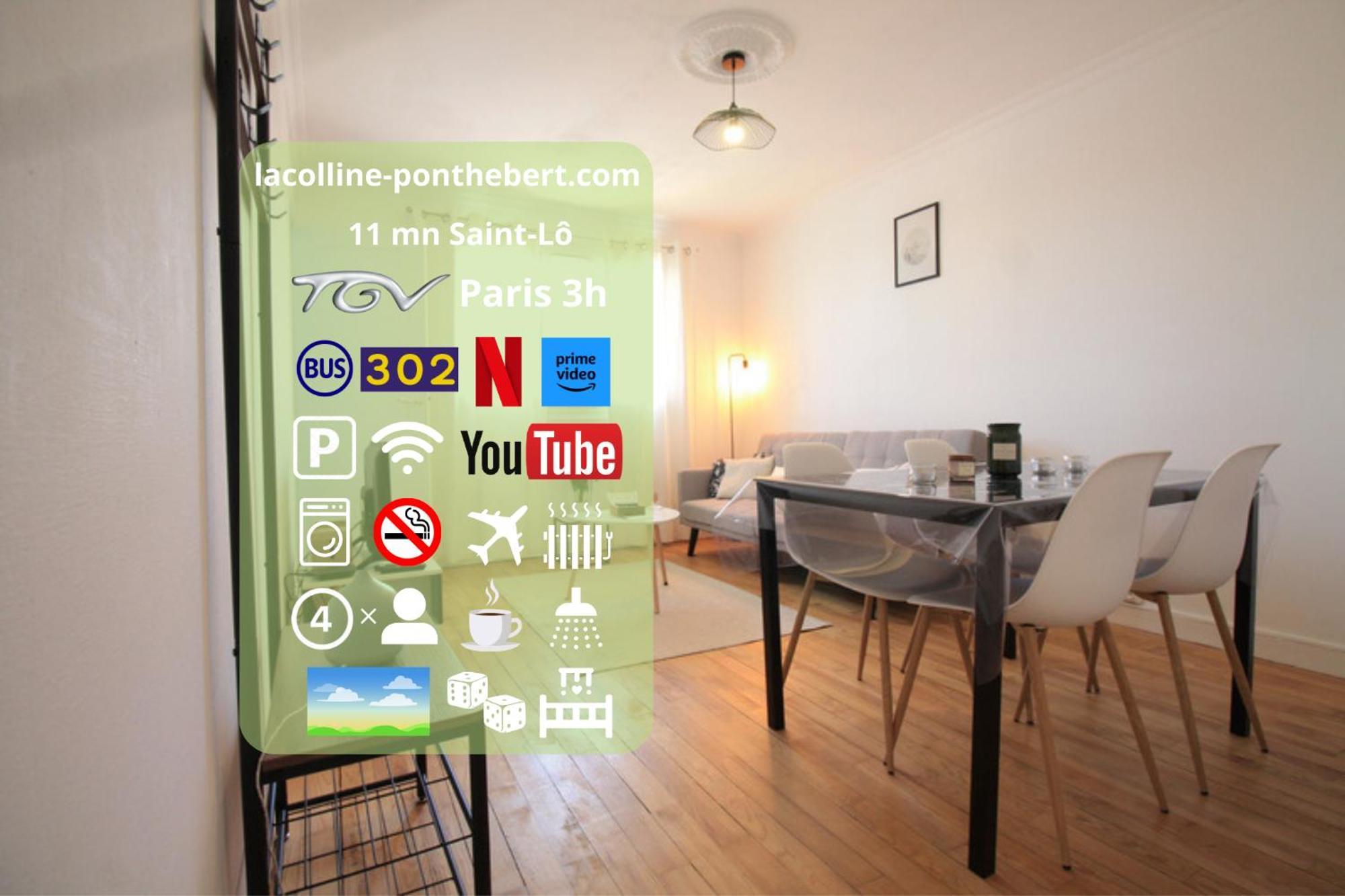 Lacolline-Ponthebert,Com - Appartement Entier Renove -Grand Parking Gratuit, Tout Equipe, Confortable, Netflix Et Amazon Prime Gratuits Et Illimites, Matelas Emma, Lave Linge, Vue Sur La Vallee, Rdc Pont-Hebert Exterior foto